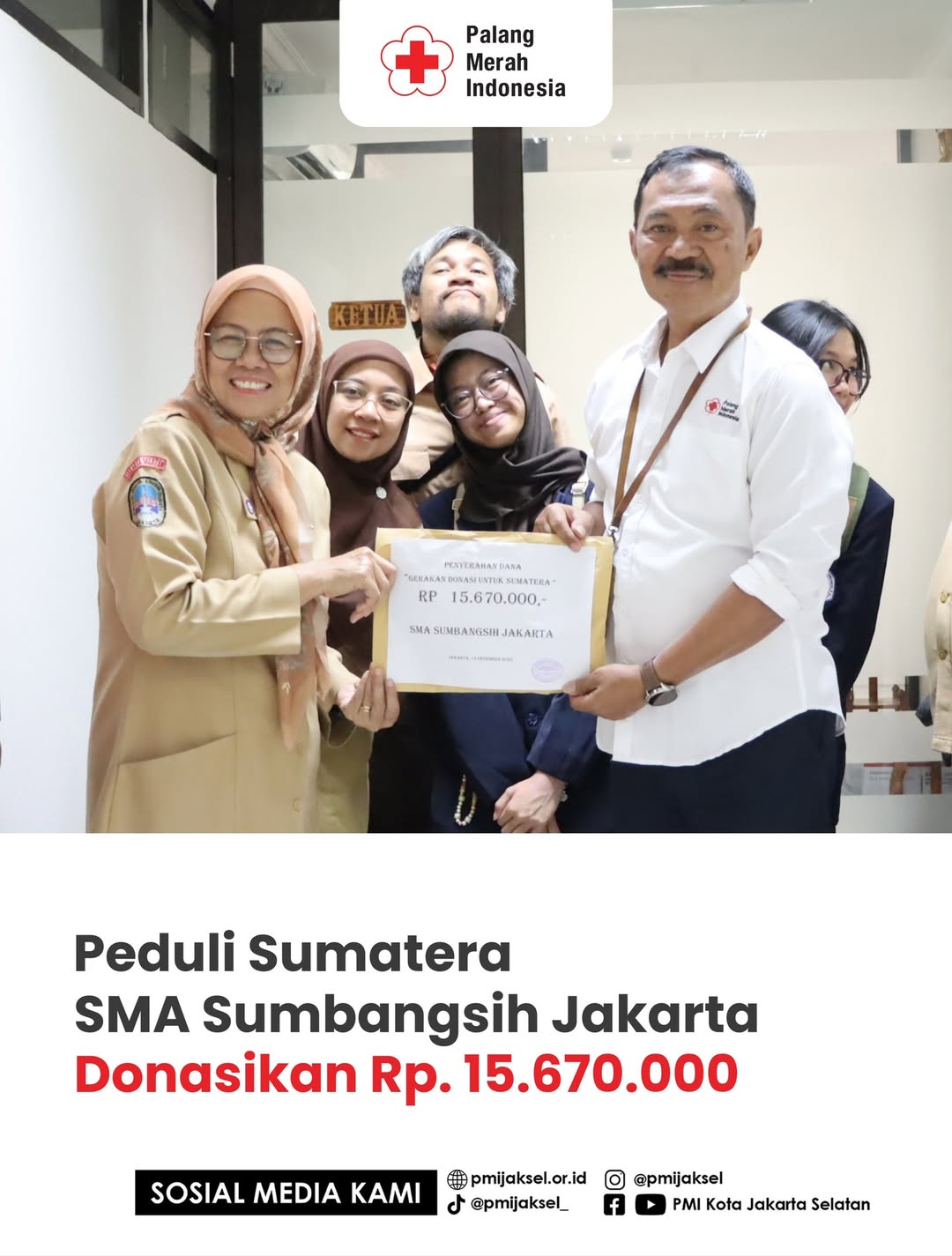 #PeduliSumateraSekolah Menengah Atas (SMA) Sumbangsih Jakarta menyumbangkan donasi kemanusiaan s